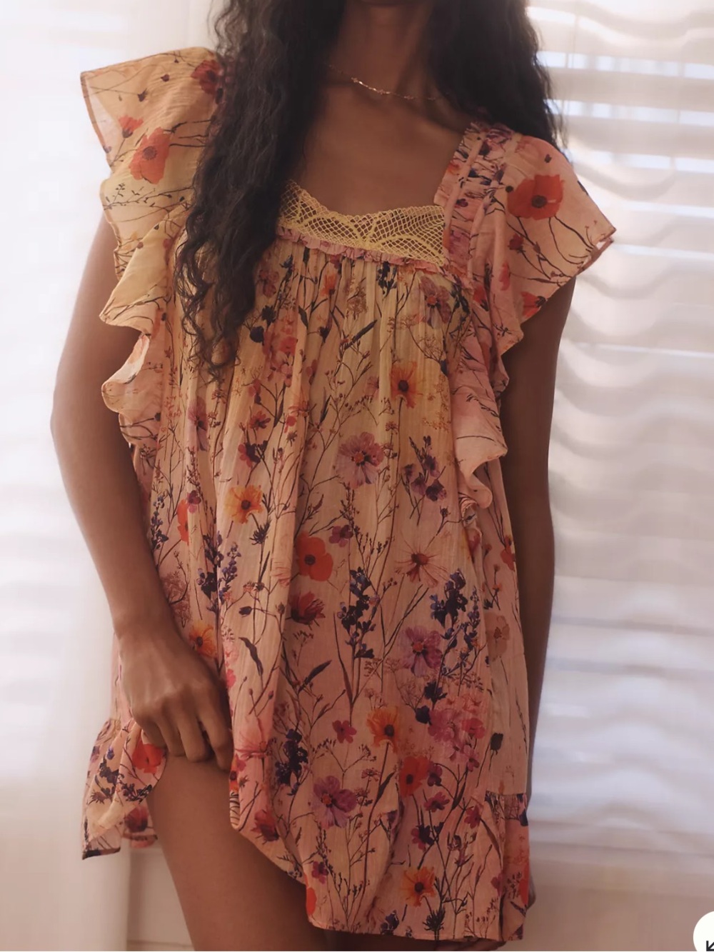 Anthropologie Floral Mesh Accent Dress